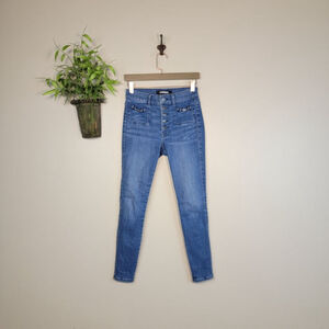 Express Legging Ankle High Rise Skinny Exposed Button Fly Chain Pocket 4 Jeans